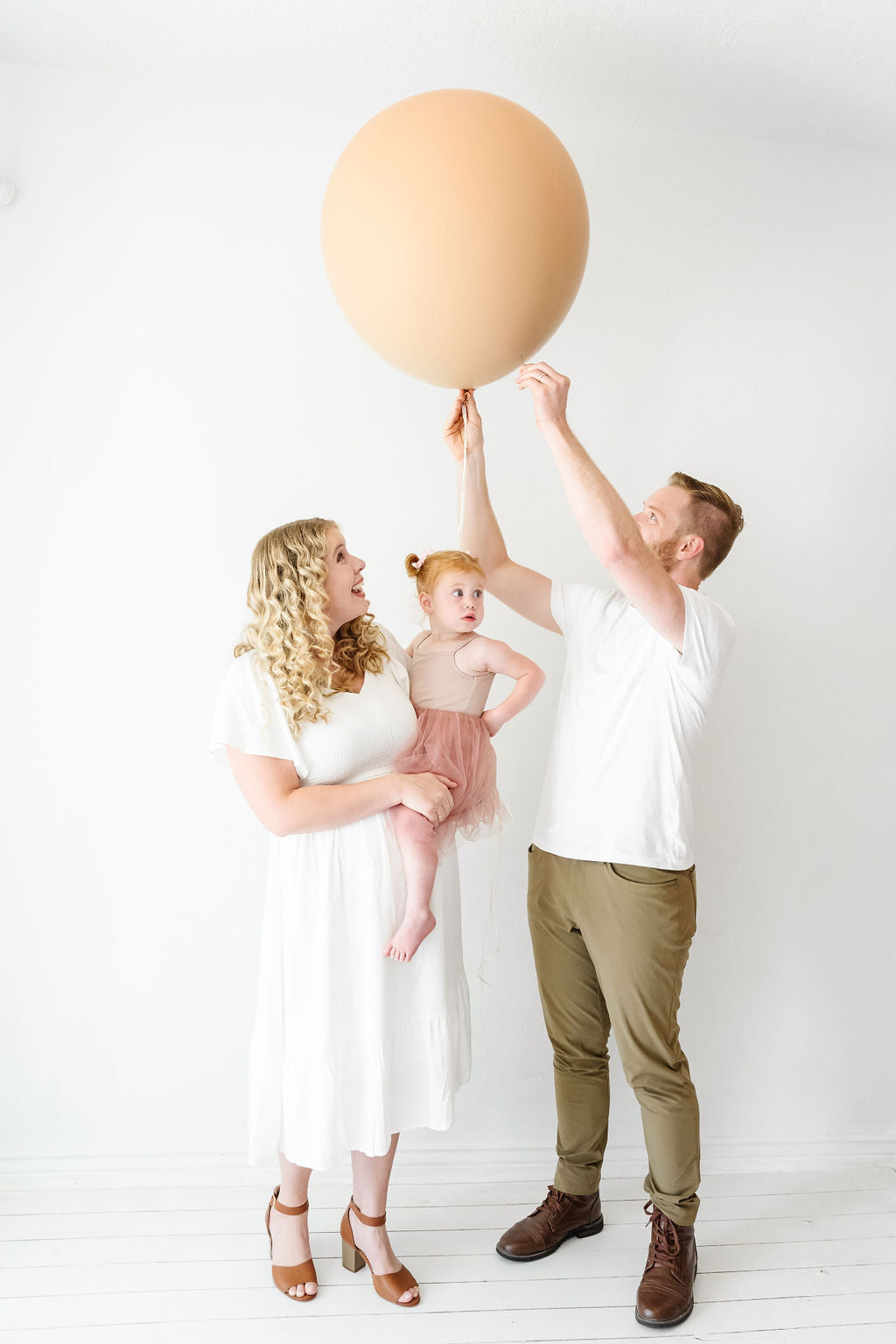36" Beige Gender Reveal Balloon in Pink