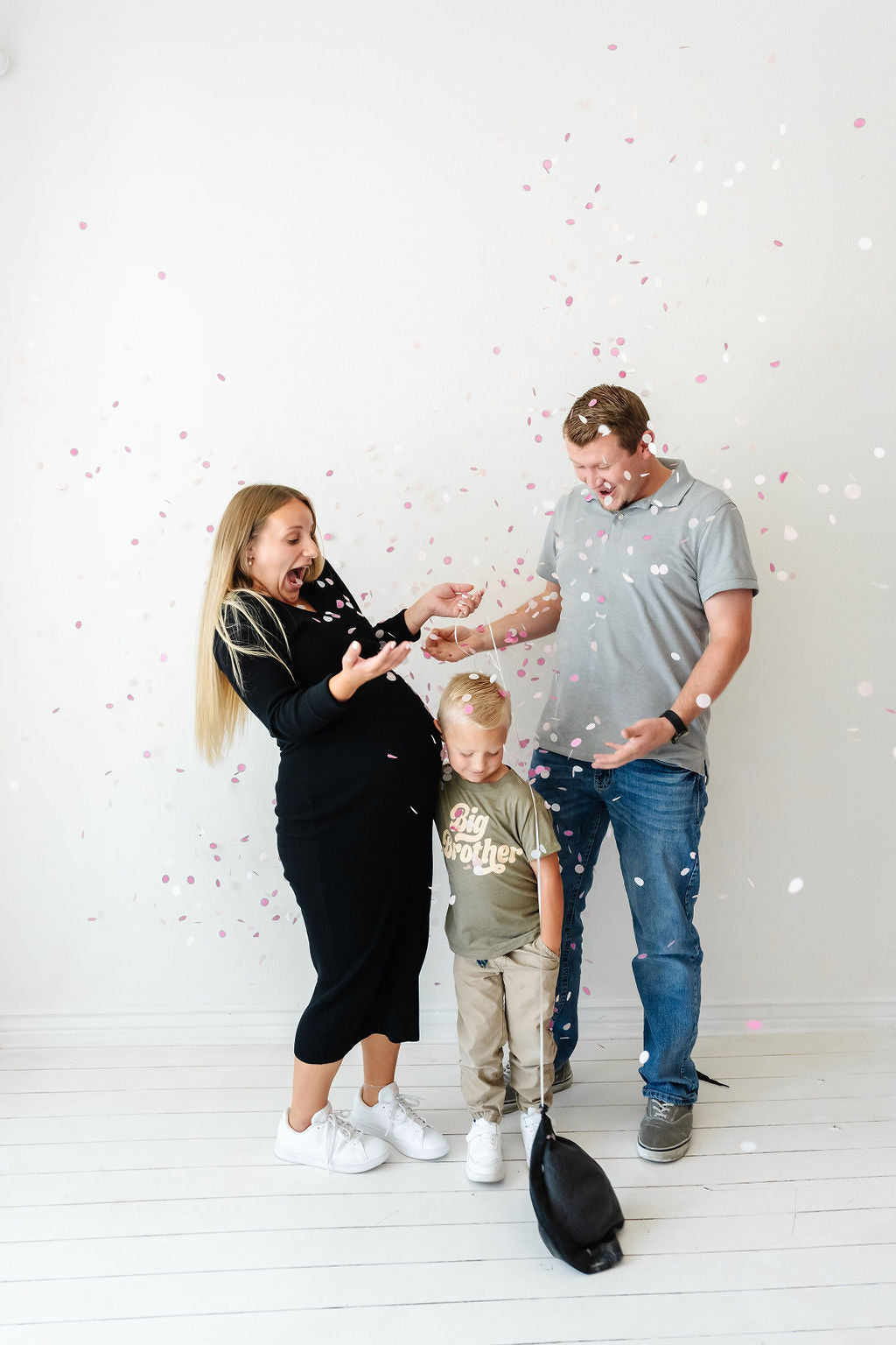 Black Gender Reveal Balloon in Pink