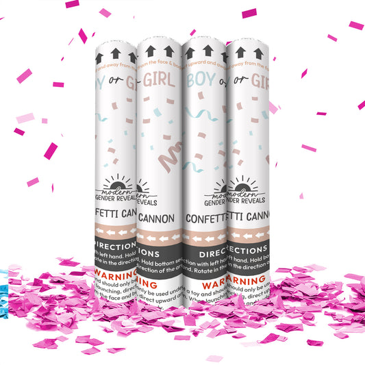 12" Confetti Cannon in Pink (Set of 4)